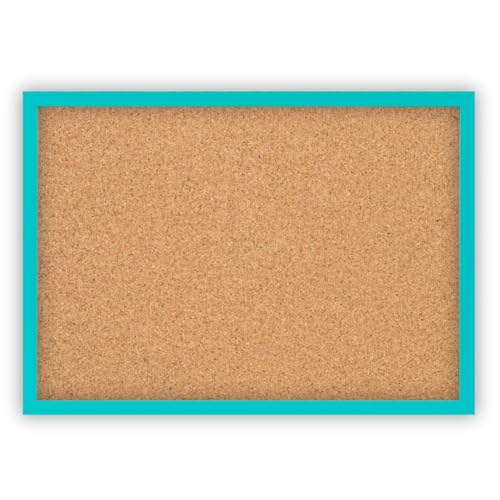 Clamaro 'Memo' Pinnwand Kork 100 x 80 mit Rahmen | Türkis Pastell | Korkwand mit MDF-Holz Bilderrahmen und Metall Aufhängern (Qerformat & Hochformat) | Inkl. 10 Reißzwecken von CLAMARO