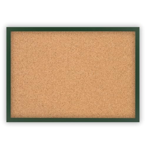 Clamaro 'Memo' Pinnwand Kork 40 x 30 mit Rahmen | Dunkelgrün | Korkwand mit MDF-Holz Bilderrahmen und Metall Aufhängern (Qerformat & Hochformat) | Inkl. 10 Reißzwecken von CLAMARO