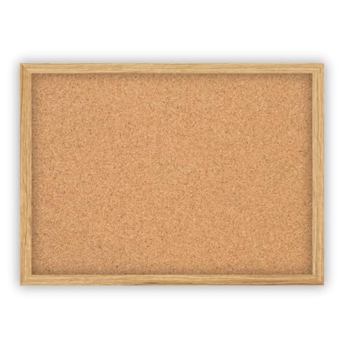 Clamaro 'Memo' Pinnwand Kork 40 x 30 mit Rahmen | Eiche Catania | Korkwand mit MDF-Holz Bilderrahmen und Metall Aufhängern (Qerformat & Hochformat) | Inkl. 10 Reißzwecken von CLAMARO