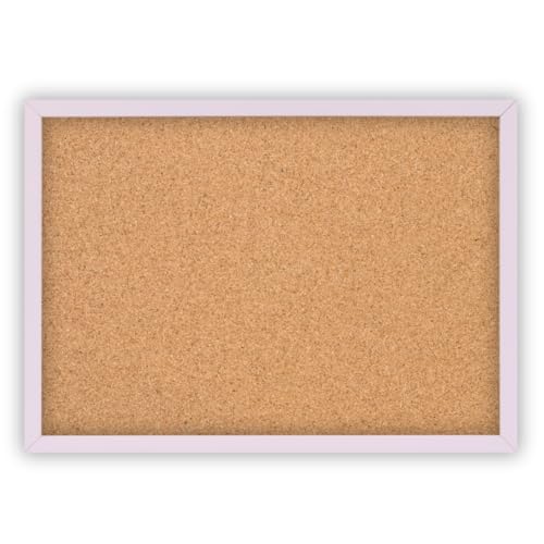 Clamaro 'Memo' Pinnwand Kork 40 x 30 mit Rahmen | Flieder Pastell | Korkwand mit MDF-Holz Bilderrahmen und Metall Aufhängern (Qerformat & Hochformat) | Inkl. 10 Reißzwecken von CLAMARO