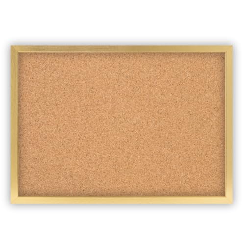 Clamaro 'Memo' Pinnwand Kork 60 x 40 mit Rahmen | Gold | Korkwand mit MDF-Holz Bilderrahmen und Metall Aufhängern (Qerformat & Hochformat) | Inkl. 10 Reißzwecken von CLAMARO
