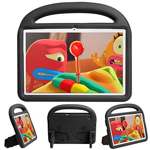 CLARKCAS Kinder-Schutzhülle für Huawei MediaPad T5 (10,1 Zoll), stoßfest, langlebig, mit Griff, Ständer, robust, leicht, Schutzhülle für Huawei MediaPad T5 10.1 Tablet (schwarz) von CLARKCAS