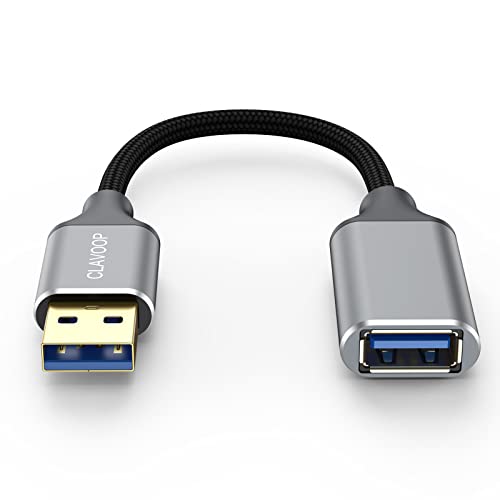 CLAVOOP Kurzes USB-Verlängerungskabel, 15,2 cm, USB-Verlängerungskabel, geflochten, USB-A-Stecker auf Buchse, USB-3.0-Verlängerungskabel, kompatibel mit USB-Flash-Laufwerk, Drucker, Kamera, Maus, von CLAVOOP