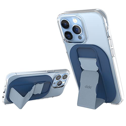 CLCKR Handyhalterung Kompatibel mit MagSafe iPhone 15, 14 Serie, Abnehmbarer Magnetischer Telefonständer mit Fingerschlaufe, 3500G Starker Magnet für Extra Starke Befestigung, Blau von CLCKR