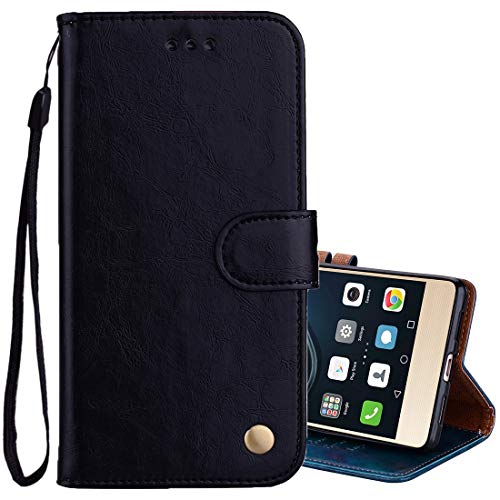 Schutzhülle für Huawei P9 Lite (5.2) / G9 Lite / VNS-L23 VNS-L21 VNS-L31 Hülle Cover Flip Book Fenster Stand Slide Gel Silikon Soft TPU Magnetische Schutzhülle Kunstleder (Schwarz) von CLD