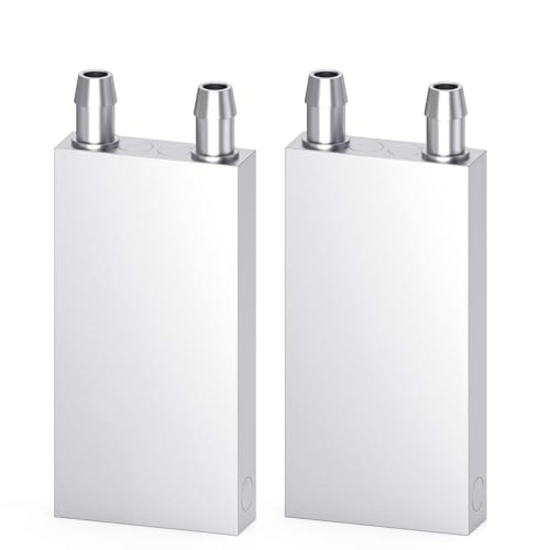 CLDIY Aluminium Wasserkühlblock, Flüssigkeitswasserkühler Kühlkörpersystem für PC Computer CPU Graphics Kühler Kühlkörper Endothermic Head Silber (40mm x 80mm x 12mm) 2 STÜCK von CLDIY