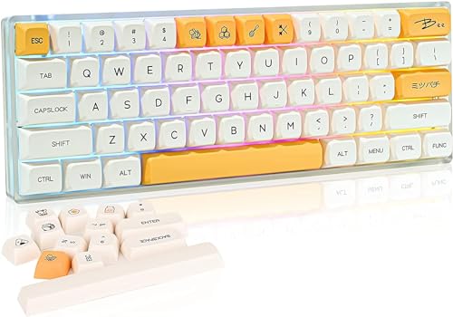 CLDURHGE 140 Keys Englisch Tastenkappe, XDA Dye Sublimation PBT Tastenkappe,Honig Milch Tastenkappe für mechanische Spiele Tastatur 61/64/68/74/84/87/96/980/104/108 von CLDURHGE