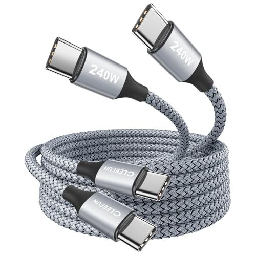 CLEEFUN 240W USB C Kabel [2 M 2Stück], PD 3.1 Schnell Ladekabel USB C auf USB C für MacBook Air/Pro, iPad 10. Gen/Pro/Air/Mini 6, für iPhone 16/15 Pro, Galaxy S24 S23 S22 S21 usw von CLEEFUN