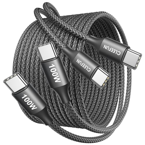 CLEEFUN USB C Kabel 100W [2Stück 3 m], PD 3.0 Schnell Ladekabel USB C auf USB C für iPhone 16/15 Pro, Galaxy S24 S23 S22 S21, iPad 10. Gen/Pro/Air, MacBook Air/Pro usw von CLEEFUN