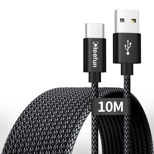 CLEEFUN USB C Kabel 10M, Langlebig USB 2.0 USB A auf USB-C Schnell Ladekabel für Handys, Tablets, Security Überwachungskamera, PS5 Controller, andere Geräte mit einem USB-C Ladeanschluss von CLEEFUN
