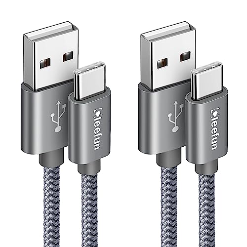 CLEEFUN USB C Kabel 1M 2Stück, 3A Ladekabel USB C, Haltbar Schnellladekabel für Samsung Galaxy S23 S22 S21 S20(5G) S10 S9, A13 A22 A33 A34 A50 A51 A52 A52s A53 A54 M33 M52(5G) Tab Pixel Fire HD von CLEEFUN