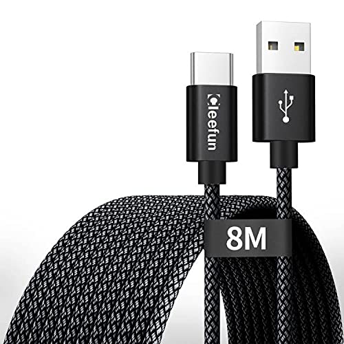 CLEEFUN USB C Kabel 8M, Extra Lang USB A auf USB C Ladekabel, 3A Fast Charge kompatibel mit Samsung Galaxy S10 S9 S8 S20 Plus S20 fe, A50 A51 A52 A21s A12 A32, M21 M31, Note 10 9 8, Xperia xz usw von CLEEFUN