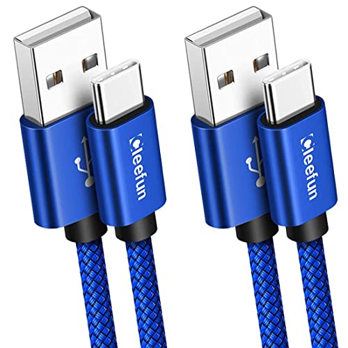 CLEEFUN USB C Kabel Blau [1M 2Stück], Robust Ladekabel USB C, 3A Schnellladekabel für iPhone 15/15 Plus/15 Pro Max, Samsung Galaxy S24 S23 S22 S21 S20 S10, A13 A14 A53 A54 A52 A51 A50 und mehr von CLEEFUN