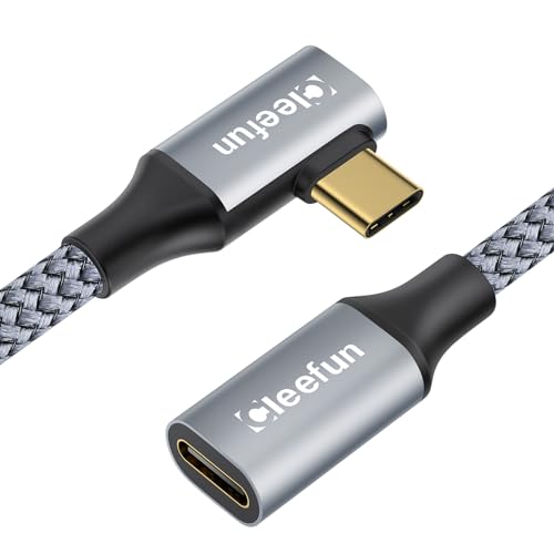 CLEEFUN USB C Verlängerung 2M Winkle, USB 3.1 10Gbps 100W USB C Verlängerungskabel, Unterstützt 4K@60Hz Videoübertragung für Laptop Pad Tablet Handy USB-C Hub von CLEEFUN