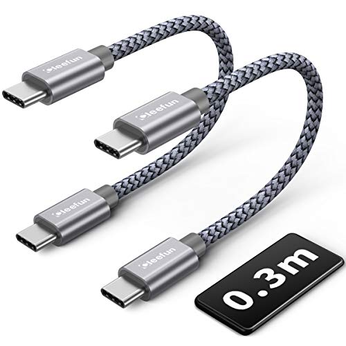 CLEEFUN USB C auf USB C Kabel Kurz 30cm [2Stück], 60W PD USB-C Kabel, Schnellladekabel für iPhone 15/15 Plus/15 Pro/Galaxy S23 S22 S21 S20, i-Pad Pro/Air 5/4 usw von CLEEFUN