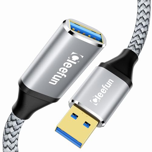 CLEEFUN USB Verlängerung 0,5M, USB 3.0 5Gbps Verlängerungskabel, USB A auf A Extender mit Premiun Nylonkabel und Aluminiumgehäuse für Kartenlesegerät,Tastatur, Drucker, Scanner, Kamera, USB Hub usw von CLEEFUN