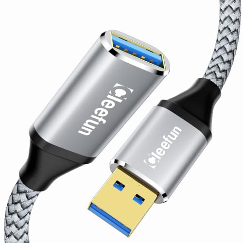 CLEEFUN USB Verlängerung 1M, USB 3.0 5Gbps Verlängerungskabel, USB A auf A Extender mit Premiun Nylonkabel und Aluminiumgehäuse für Kartenlesegerät,Tastatur, Drucker, Scanner, Kamera, USB Hub usw von CLEEFUN