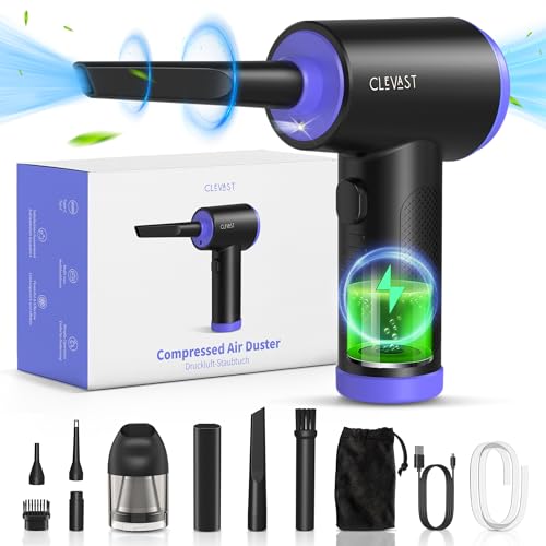 CLEVAST Elektrische Staubgebläse Druckluftspray für PC Reinigungsset, 3-Gang 110000 U/min Luftdruckspray Compressed Air Duster mit 7800mAh Akku, Tastatur Reinigung für PC, Elektronik, Sofa, Auto CLEVAST Elektrische Staubgebläse Druckluftspray für PC Reinigungsset, 3-Gang 110000 U/min Luftdruckspray Compressed Air Duster mit 7800mAh Akku, Tastatur Reinigung für PC, Elektronik, Sofa, Auto von CLEVAST