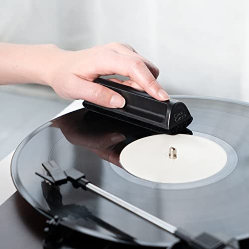 CLICK CLEAN Reinigungsbürste für Vinyl-Schallplatten, antistatisches Reinigungs-Set, inklusive ultraweicher Samtbürste und kleiner Mikrofaserbürste, Aufbewahrungstasche mit Kordelzug von CLICK CLEAN