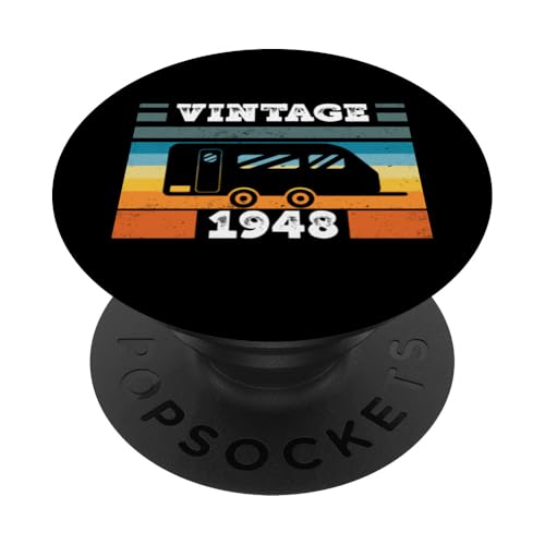 Campingwagen Camping Jahrgang 1948 Geburtstags Wohnwagen PopSockets Klebender PopGrip Campingwagen Camping Jahrgang 1948 Geburtstags Wohnwagen PopSockets Klebender PopGrip von CLICK-HERE for more Caravan-Trailer Birthday Shirt