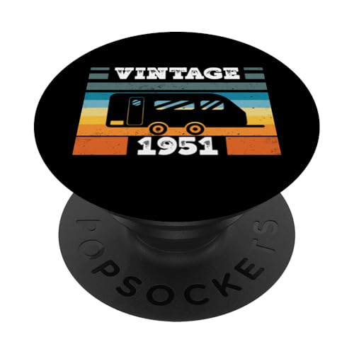 Campingwagen Camping Jahrgang 1951 Geburtstags Wohnwagen PopSockets Klebender PopGrip Campingwagen Camping Jahrgang 1951 Geburtstags Wohnwagen PopSockets Klebender PopGrip von CLICK-HERE for more Caravan-Trailer Birthday Shirt
