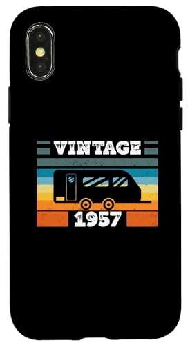 Campingwagen Camping Jahrgang 1957 Geburtstags Wohnwagen Hülle für iPhone X/XS von CLICK-HERE for more Caravan-Trailer Birthday Shirt