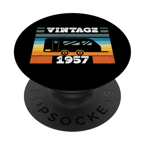 Campingwagen Camping Jahrgang 1957 Geburtstags Wohnwagen PopSockets Klebender PopGrip Campingwagen Camping Jahrgang 1957 Geburtstags Wohnwagen PopSockets Klebender PopGrip von CLICK-HERE for more Caravan-Trailer Birthday Shirt