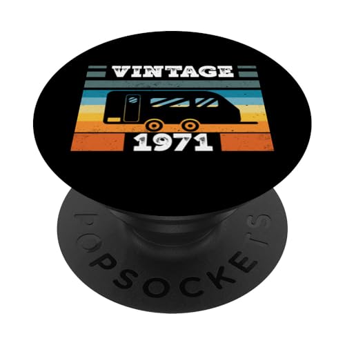 Campingwagen Camping Jahrgang 1971 Geburtstags Wohnwagen PopSockets Klebender PopGrip Campingwagen Camping Jahrgang 1971 Geburtstags Wohnwagen PopSockets Klebender PopGrip von CLICK-HERE for more Caravan-Trailer Birthday Shirt