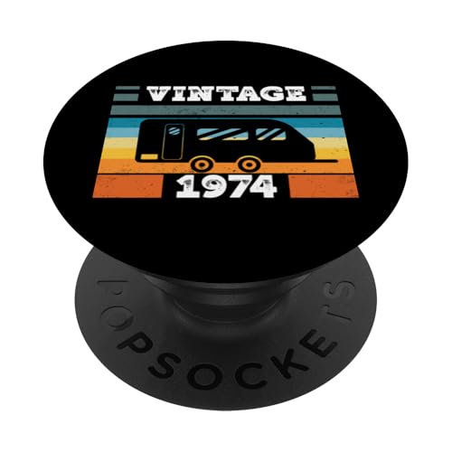Campingwagen Camping Jahrgang 1974 Geburtstags Wohnwagen PopSockets Klebender PopGrip Campingwagen Camping Jahrgang 1974 Geburtstags Wohnwagen PopSockets Klebender PopGrip von CLICK-HERE for more Caravan-Trailer Birthday Shirt