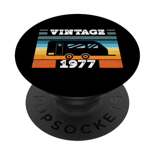 Campingwagen Camping Jahrgang 1977 Geburtstags Wohnwagen PopSockets Klebender PopGrip Campingwagen Camping Jahrgang 1977 Geburtstags Wohnwagen PopSockets Klebender PopGrip von CLICK-HERE for more Caravan-Trailer Birthday Shirt