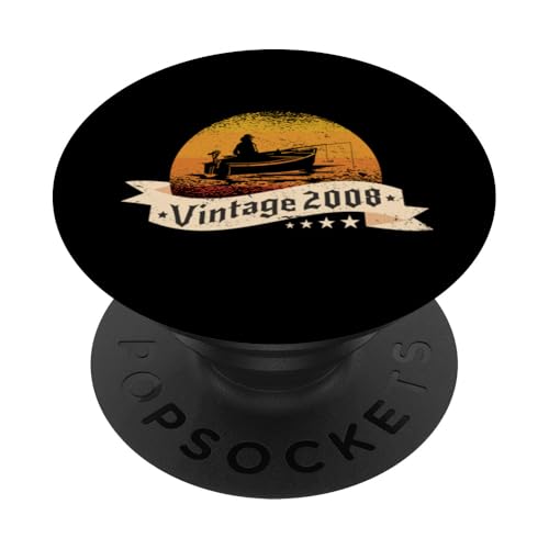 Angler Jahrgang 2008 Geburtstag Angelboot Angelrute Angeln PopSockets Klebender PopGrip Angler Jahrgang 2008 Geburtstag Angelboot Angelrute Angeln PopSockets Klebender PopGrip von CLICK-HERE for more Fishing Birthday Shirts