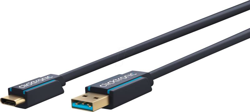 CLICK 45126 - USB 3.0 Kabel, A Stecker auf C Stecker, blau, 3,0 m von CLICKTRONIC