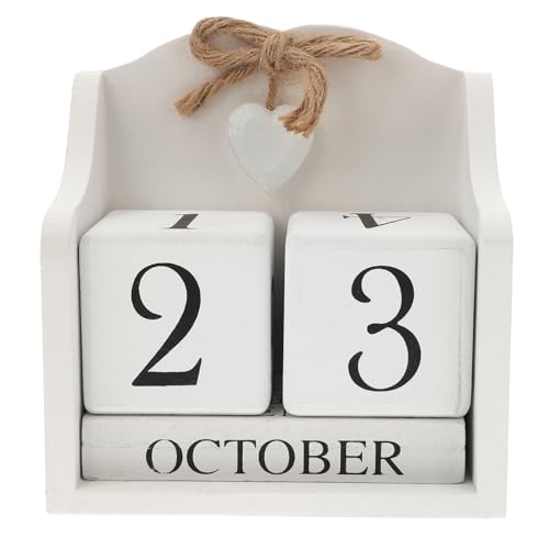 CLISPEED 1Stück Holzkalender im Europäischen Landhausstil Kreatives Tischdekor für Fotografie Requisiten Langlebig und Wohnaccessoire Weiß von CLISPEED