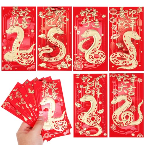 CLISPEED Rote Umschläge Zum Chinesischen Neujahr 2025: 36 Stück Glücksgeldpakete Zum Mondneujahr Der Schlange – Frühlingsfest Hong Bao Mit Goldgeprägten Fu-Cartoon-Schlangendesigns CLISPEED Rote Umschläge Zum Chinesischen Neujahr 2025: 36 Stück Glücksgeldpakete Zum Mondneujahr Der Schlange – Frühlingsfest Hong Bao Mit Goldgeprägten Fu-Cartoon-Schlangendesigns von CLISPEED