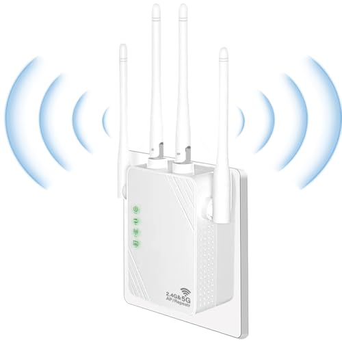 CLIUNT WLAN Verstärker, WLAN Repeater 1200Mbit/s, 5G & 2.4G Dualband WiFi Booster mit Repeater/Router/Access Point Modus, 4 Antenne,Einfache Einrichtung, für Zuhause und Büro CLIUNT WLAN Verstärker, WLAN Repeater 1200Mbit/s, 5G & 2.4G Dualband WiFi Booster mit Repeater/Router/Access Point Modus, 4 Antenne,Einfache Einrichtung, für Zuhause und Büro von CLIUNT