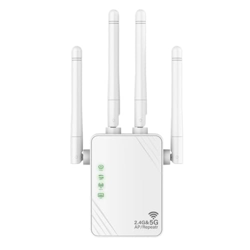 CLIUNT WLAN Verstärker, WLAN Repeater 1200Mbit/s, 5G & 2.4G Dualband WiFi Booster mit Repeater/Router/Access Point Modus, 4 Antenne,Einfache Einrichtung, für Zuhause und Büro von CLIUNT
