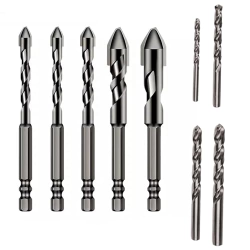 CLKE 8 hochfeste Exzenterspiralbohrer, Metallbohrer, hohe Härte, schräger Kopf, Exzenterbohrer, Multifunktionsbohrer-Set, für Keramikfliesen, Ziegel, Kunststoffe (6/8/10/12 mm) von CLKE