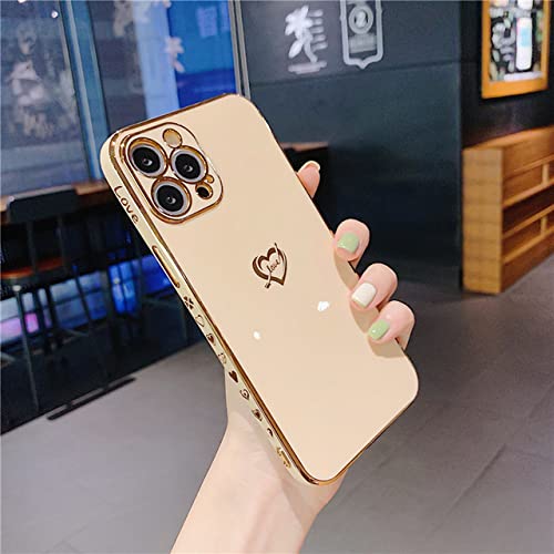 CLLDY Fashion Plating Love Heart Hülle für iPhone 13 12 Mini 11 Pro XS Max XR X 7 8 Plus SE Stoßfeste weiche Silikonhülle, Pink, für iPhone 12 CLLDY Fashion Plating Love Heart Hülle für iPhone 13 12 Mini 11 Pro XS Max XR X 7 8 Plus SE Stoßfeste weiche Silikonhülle, Pink, für iPhone 12 von CLLDY