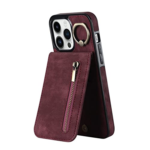 CLLDY Reißverschluss-Leder-Geldbörse, vertikale Karten, Solt-Ring-Halter-Hülle für iPhone 14 Pro Max 13 12 11 Xs XR 7 8 Plus SE 2022 RFID-Taschenabdeckung, Weinrot, für iPhone 14ProMax CLLDY Reißverschluss-Leder-Geldbörse, vertikale Karten, Solt-Ring-Halter-Hülle für iPhone 14 Pro Max 13 12 11 Xs XR 7 8 Plus SE 2022 RFID-Taschenabdeckung, Weinrot, für iPhone 14ProMax von CLLDY