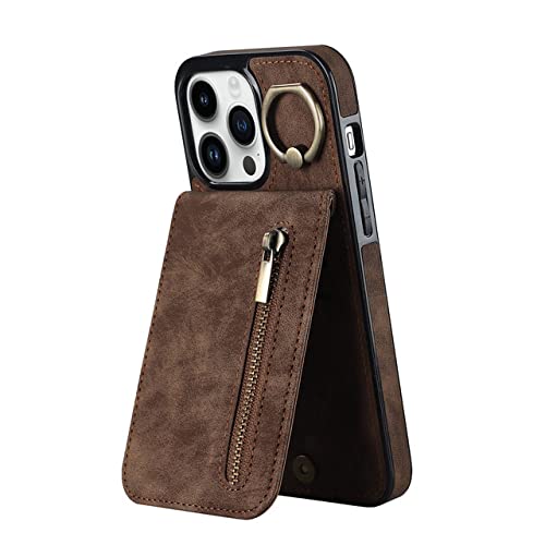 CLLDY Reißverschluss-Leder-Mappen-vertikale Karten Solt-Ring-Halter-Fall für iPhone 14 Pro Max 13 12 11 Xs XR 7 8 Plus SE 2022 RFID-Taschen-Abdeckung, braun, für iPhone SE2022 CLLDY Reißverschluss-Leder-Mappen-vertikale Karten Solt-Ring-Halter-Fall für iPhone 14 Pro Max 13 12 11 Xs XR 7 8 Plus SE 2022 RFID-Taschen-Abdeckung, braun, für iPhone SE2022 von CLLDY