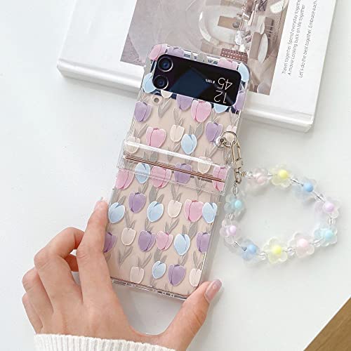 Für Samsung Z Flip 4 Case Small Floral Transparent Folding Phone Case mit Armband für Samsung Z Flip 3 ZFlip4 Hard Back Cover,b,Für Samsung Z Flip 4 Für Samsung Z Flip 4 Case Small Floral Transparent Folding Phone Case mit Armband für Samsung Z Flip 3 ZFlip4 Hard Back Cover,b,Für Samsung Z Flip 4 von CLLDY