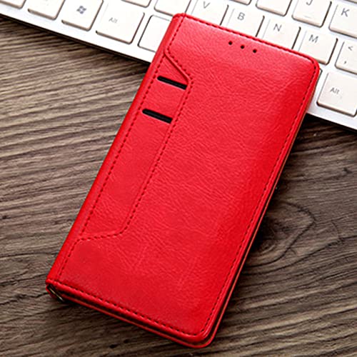 Luxus Flip Card Slots Hülle für iPhone 14 13 12 Mini 11 Pro XS Max XR X 7 8 Plus SE 2020 2022 Magnetische Brieftasche Lederständer Cove, rot, für iPhone 13 Pro 6,1 Zoll von CLLDY