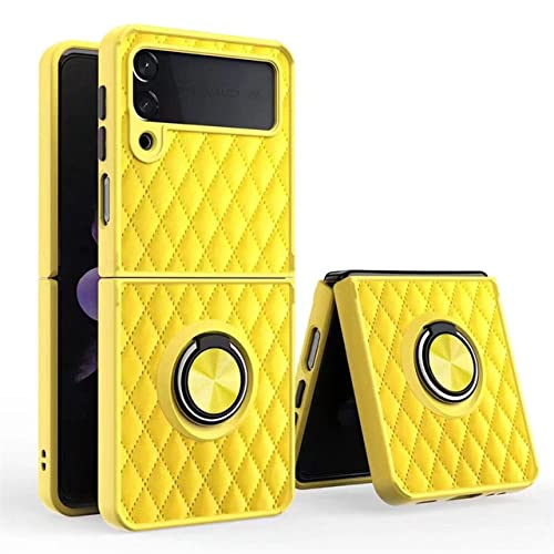 Luxus-Leder-Handyhülle für Samsung Galaxy Z Flip 4 5G Z4 Armor Ring Stand Holder Stoßfeste Abdeckung für Samsung Z Flip3 ZFlip3, gelb, für Samsung Z Flip 3 Luxus-Leder-Handyhülle für Samsung Galaxy Z Flip 4 5G Z4 Armor Ring Stand Holder Stoßfeste Abdeckung für Samsung Z Flip3 ZFlip3, gelb, für Samsung Z Flip 3 von CLLDY