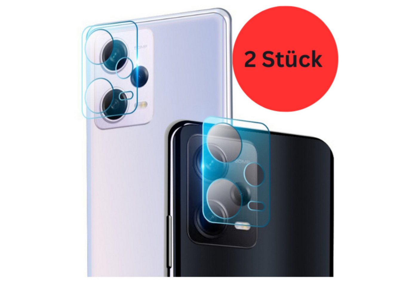 CLM-Tech 2X Kameraschutz - Kameraglas kristallklar für Xiaomi Redmi Note 12 Pro 5G, Displayschutzglas, Xiaomi Redmi Note 12 Pro 5G Linse Schutzglas 9H Glas - Folie kristallklar 2X Stück, 2 Stück, Anti-Fingerabdruck, Kratzfest, Klare Kamera von CLM-Tech