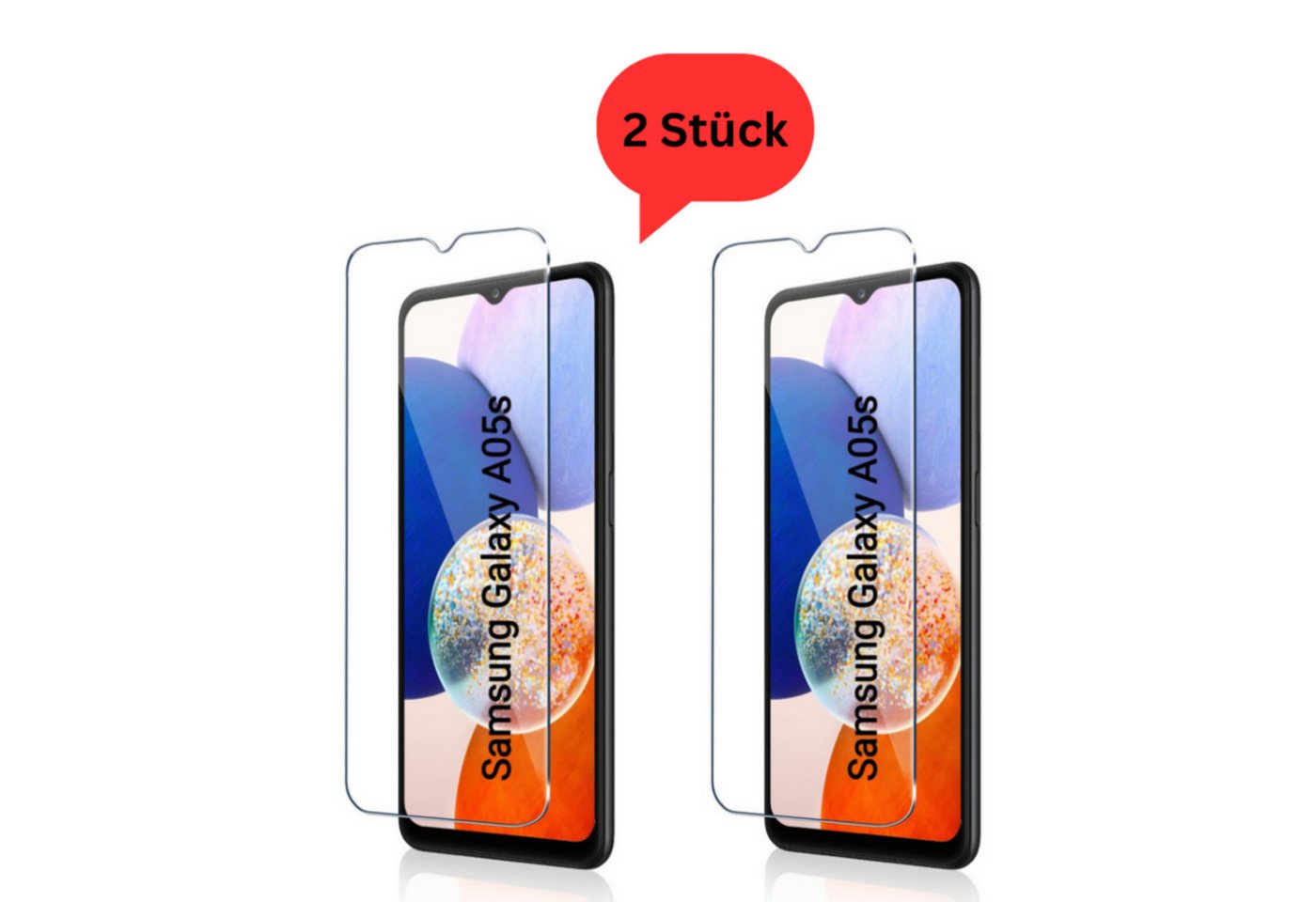 CLM-Tech 2x Schutzfolie für Samsung Galaxy A05s - Panzerfolie für Samsung Galaxy A05s, Displayschutzglas, Samsung Galaxy A05s Panzerglas Folie - Anti-Fingerabdruck und kratzfest -, 2 Stück, Unterstützt Fingerabdruck-ID, Kristallklar von CLM-Tech