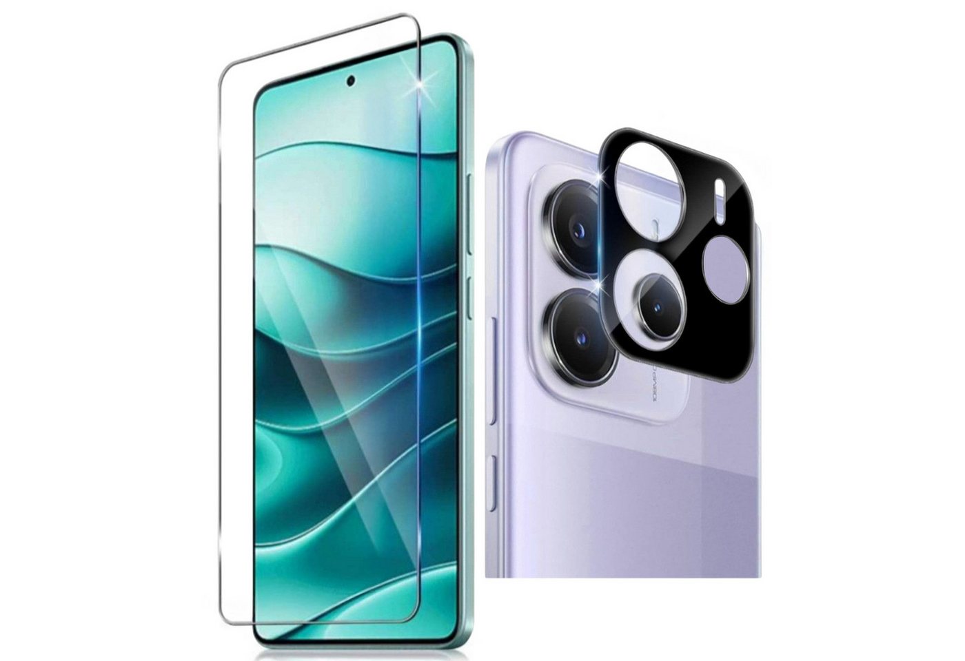 CLM-Tech Displayschutzfolie für Xiaomi Redmi Note 14 4G, 2er Set Kameraglas Panzerglas Displayschutz 9H Glas Folie, 2 Stück, Anti-Fingerabdruck und blasenfreie Anbringung von CLM-Tech