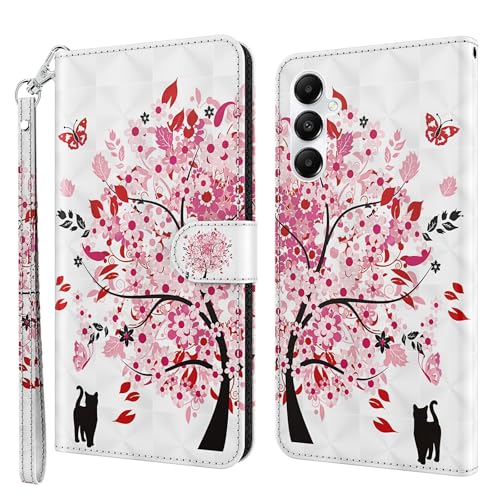 CLM-Tech Handyhülle kompatibel mit Samsung Galaxy A15 5G Hülle - Tasche aus PU Leder - Klapphülle mit Ständer und Kartenfächern - Schutzhülle Wallet Case Cover Baum rosa weiß CLM-Tech Handyhülle kompatibel mit Samsung Galaxy A15 5G Hülle - Tasche aus PU Leder - Klapphülle mit Ständer und Kartenfächern - Schutzhülle Wallet Case Cover Baum rosa weiß von CLM-Tech