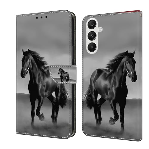 CLM-Tech Handyhülle kompatibel mit Samsung Galaxy A16 5G Hülle - Tasche aus PU Leder - Klapphülle mit Ständer und Kartenfächern - Schutzhülle Wallet Case Cover Pferd schwarz grau CLM-Tech Handyhülle kompatibel mit Samsung Galaxy A16 5G Hülle - Tasche aus PU Leder - Klapphülle mit Ständer und Kartenfächern - Schutzhülle Wallet Case Cover Pferd schwarz grau von CLM-Tech