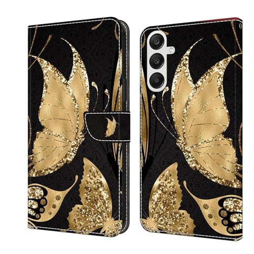 CLM-Tech Handyhülle kompatibel mit Samsung Galaxy A16 5G Hülle - Tasche aus PU Leder - Klapphülle mit Ständer und Kartenfächern - Schutzhülle Wallet Case Cover goldene Schmetterlinge CLM-Tech Handyhülle kompatibel mit Samsung Galaxy A16 5G Hülle - Tasche aus PU Leder - Klapphülle mit Ständer und Kartenfächern - Schutzhülle Wallet Case Cover goldene Schmetterlinge von CLM-Tech