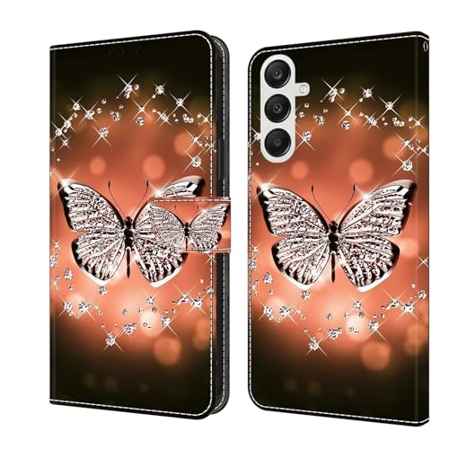 CLM-Tech Handyhülle kompatibel mit Samsung Galaxy A56 / A36 5G Hülle - Tasche aus PU Leder - Klapphülle mit Ständer und Kartenfächern - Schutzhülle Wallet Case Cover Schmetterling Diamanten Muster CLM-Tech Handyhülle kompatibel mit Samsung Galaxy A56 / A36 5G Hülle - Tasche aus PU Leder - Klapphülle mit Ständer und Kartenfächern - Schutzhülle Wallet Case Cover Schmetterling Diamanten Muster von CLM-Tech
